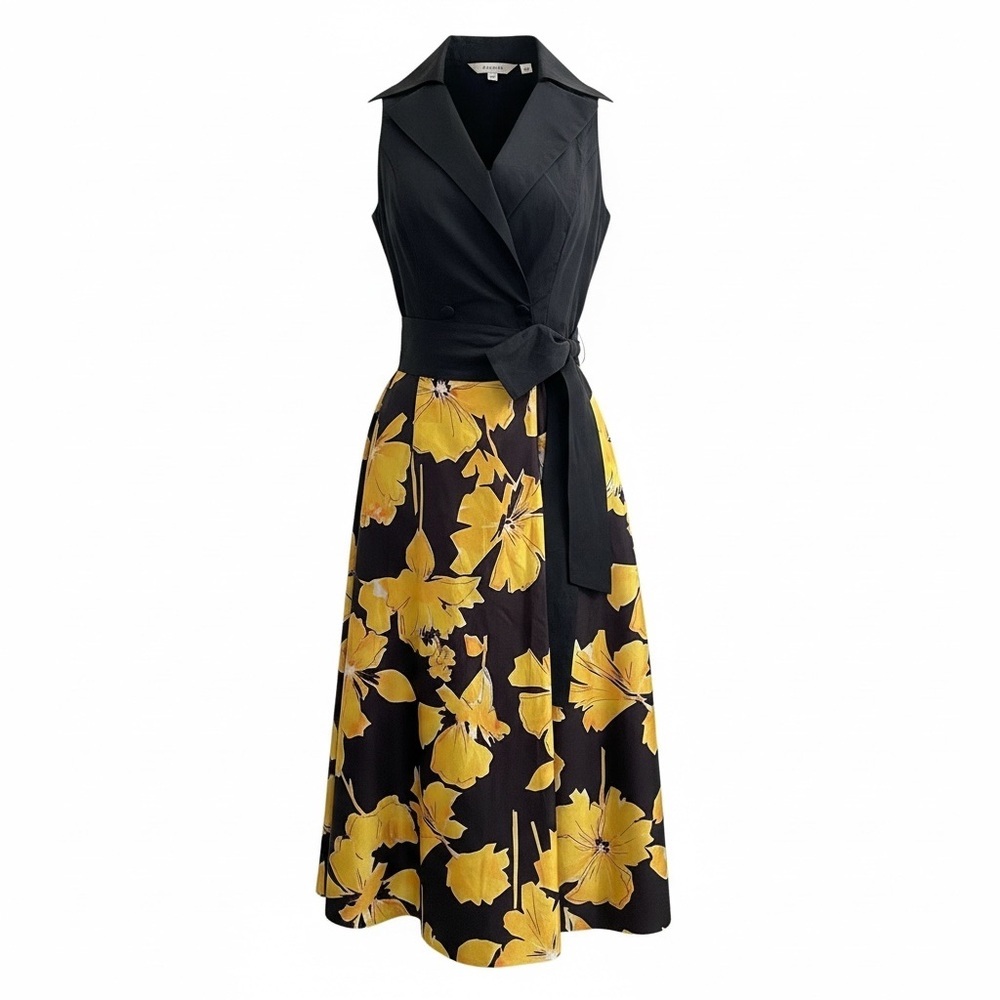 Rickie Freeman Teri Jon Tuxedo Floral Midi Dress Size 2 - Picture 12 of 12